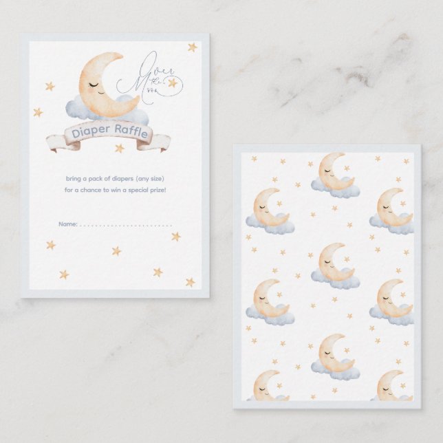 Over the Moon & Stars Diaper Raffle Enclosure Card (Front/Back)
