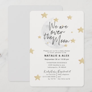 Over The Moon & Stars Neutral Baby Shower Invitation