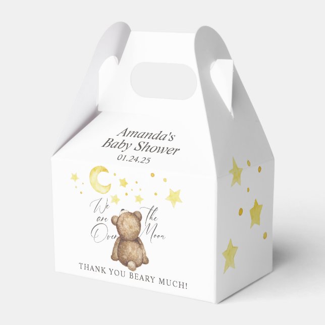 Over The Moon Teddy Bear Baby Shower Favour Box (Front Side)