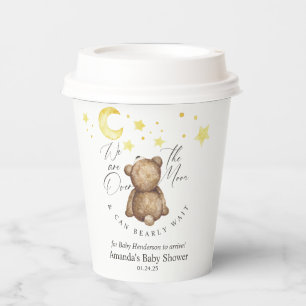 Over The Moon Teddy Bear Baby Shower Paper Cups