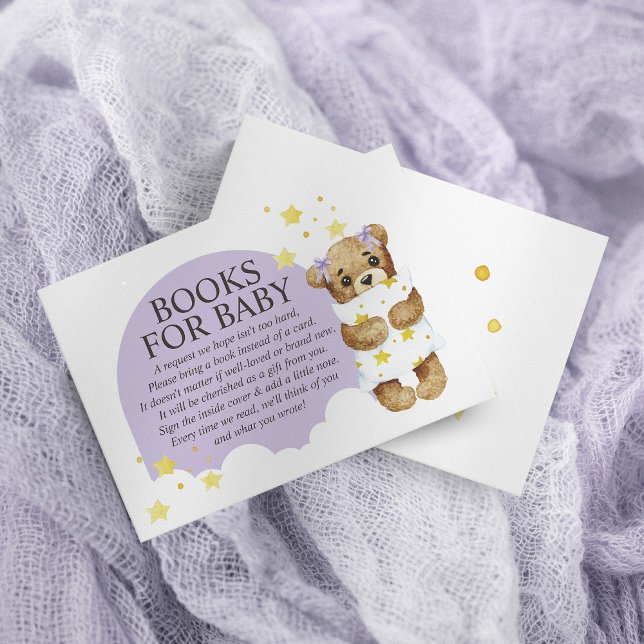 Over The Moon Teddy Bear Lavender Books for Baby Enclosure Card (Creator Uploaded)