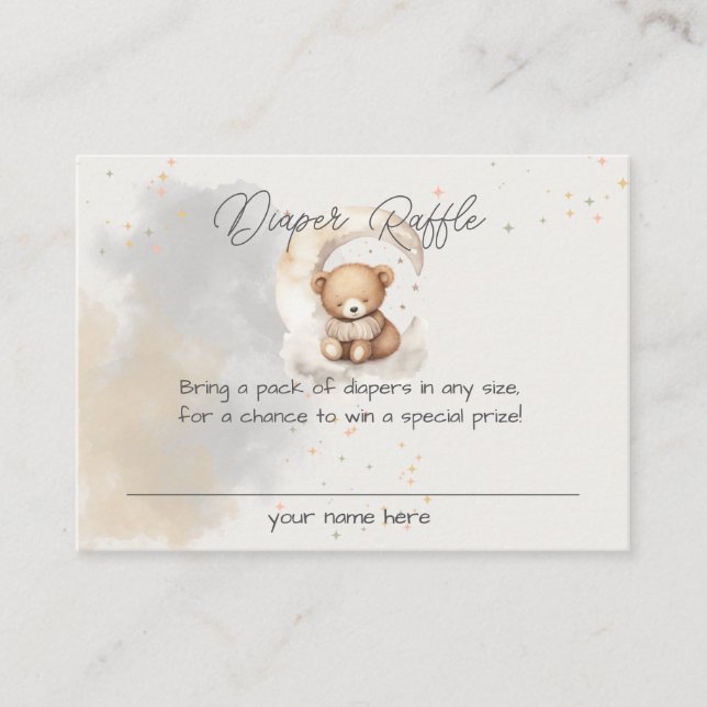 Over the Moon Teddy Bear Shower Enclosure Card (Front)