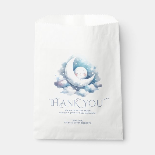 Over the moon thank you typography favour bags (Front)