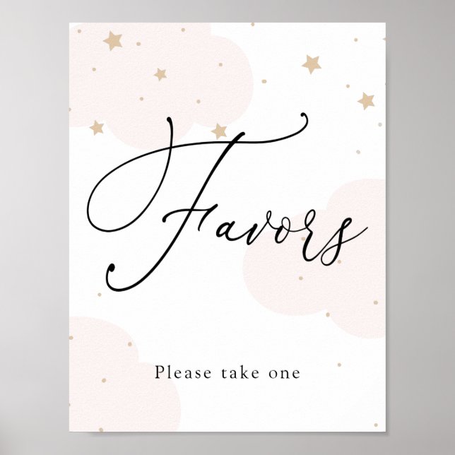 Over the Moon Twinkle Star Favors Sign (Front)