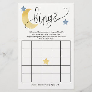 Over The Moon, Watercolor Moon and Stars Game Card