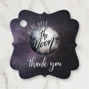 Over the Moon Watercolor Thank You Favour Tags