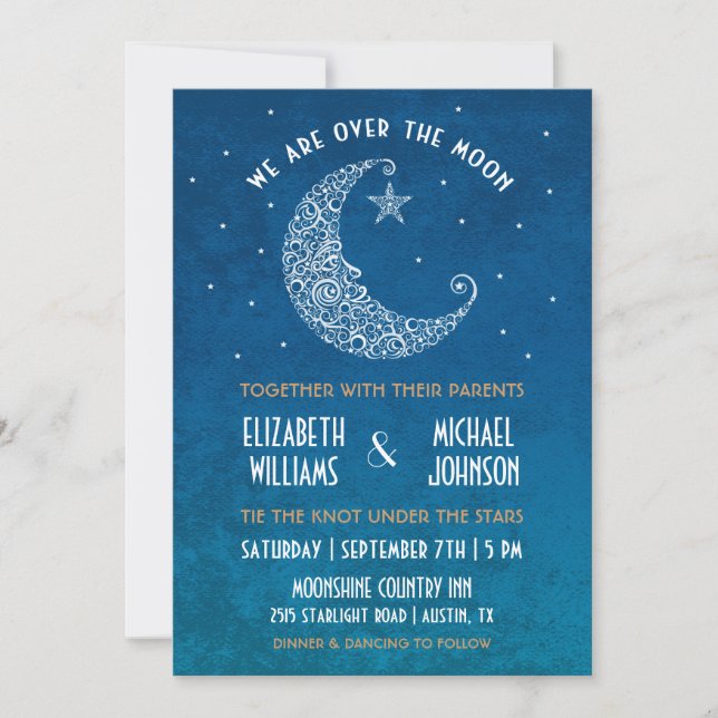 Over the Moon Wedding Invitation (Front)