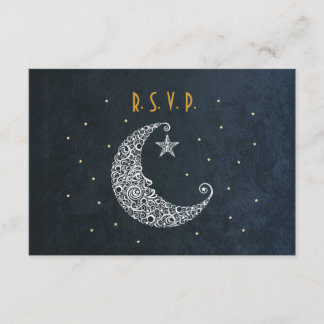 Over the Moon Wedding RSVP card II