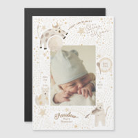 Over the Moon Whimsical Birth Announcement Magnet