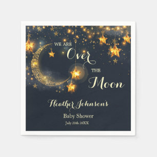 Over The Moon Whimsical Neutral Baby Shower Napkin