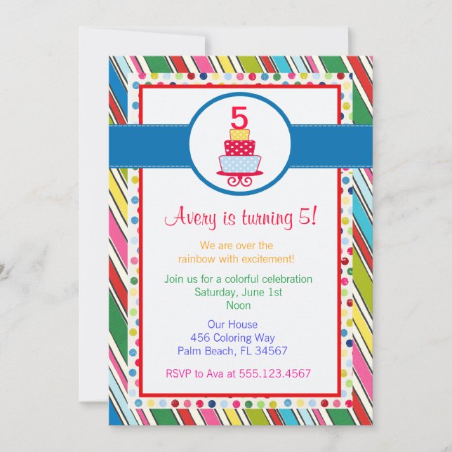 Over the Rainbow Birthday Party Invitation (Front)