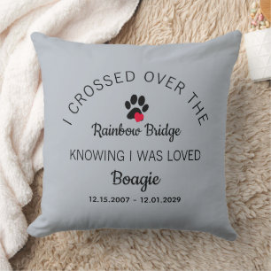 Over The Rainbow Bridge Gray Photo Pet Memorial Cushion