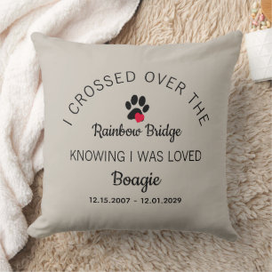 Over The Rainbow Bridge Photo Pet Memorial Beige Cushion