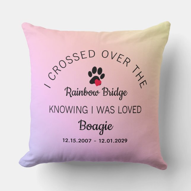 Over The Rainbow Bridge Photo Pet Memorial Cushion (Front)