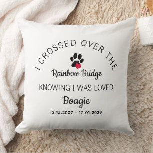Over The Rainbow Bridge Photo Pet Memorial White Cushion