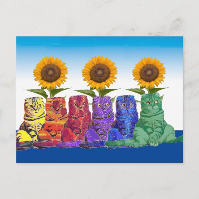 Over the Rainbow Cats   Postcard (Front)