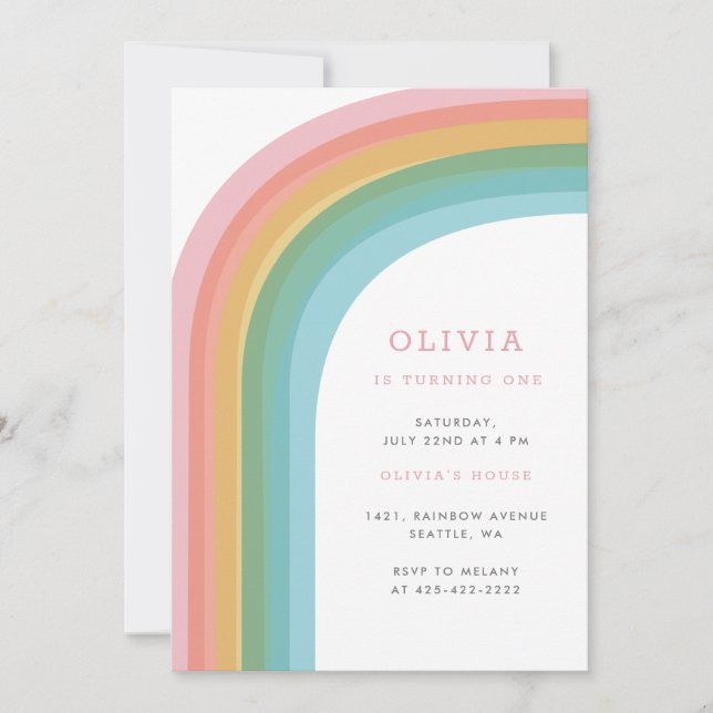Over the Rainbow Kid's birthday party Bright Invitation (Front)