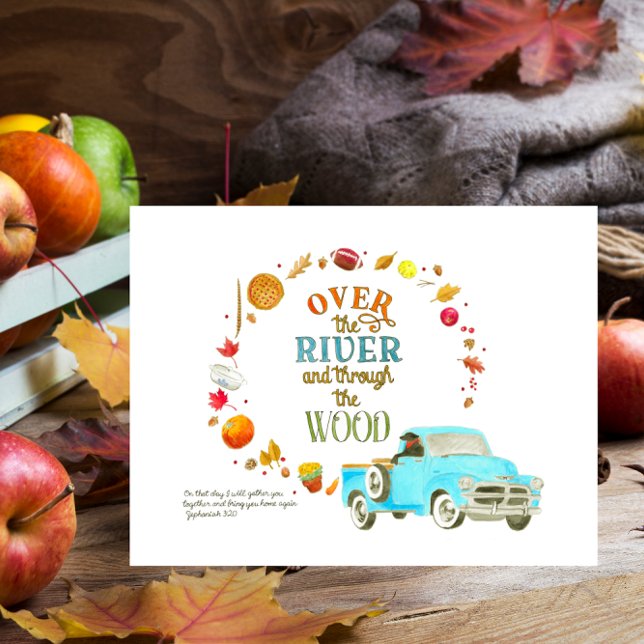 Over the River and Through the Wood Thanksgiving Postcard (Creator Uploaded)