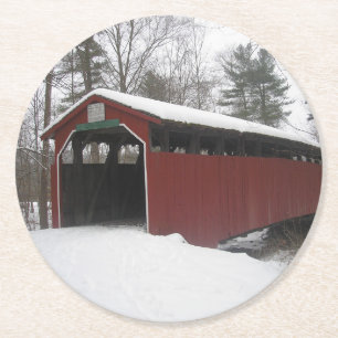 "Over the River and Through the Woods" Round Paper Coaster