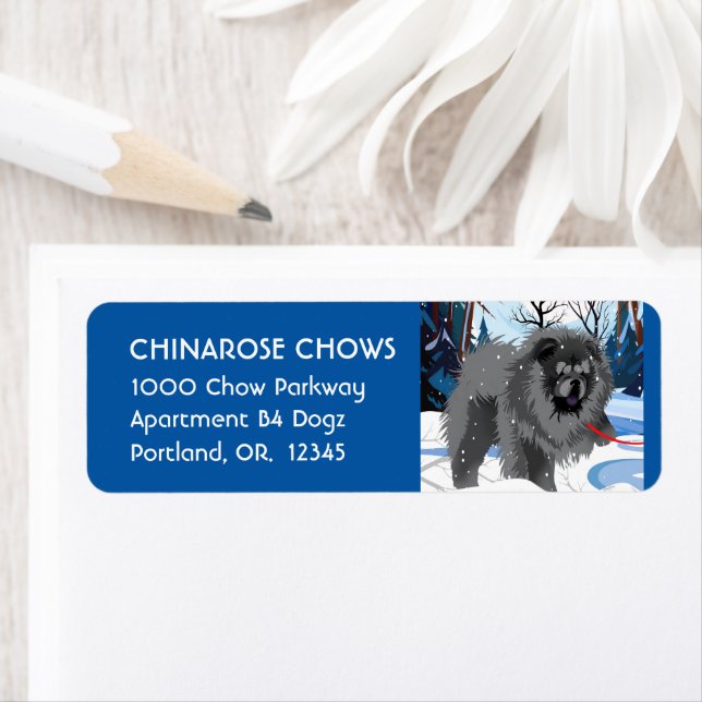 OVER THE RIVER Black chow  Address Label Customise (Insitu)