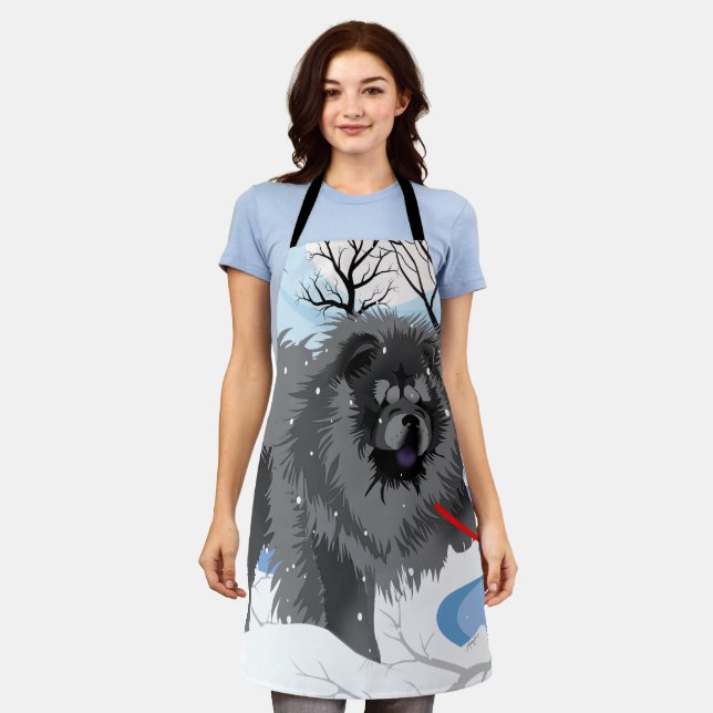 OVER THE RIVER Black Chow apron (Worn)