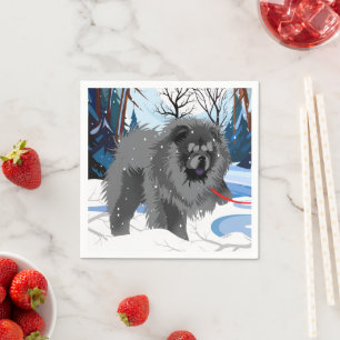 OVER THE RIVER Black Chow Napkins