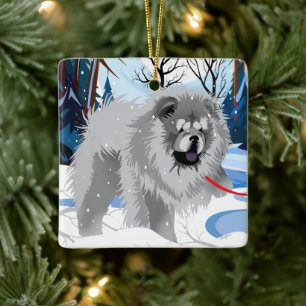 OVER THE RIVER Blue Chow 2023 Ornament