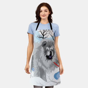 OVER THE RIVER Blue Chow apron