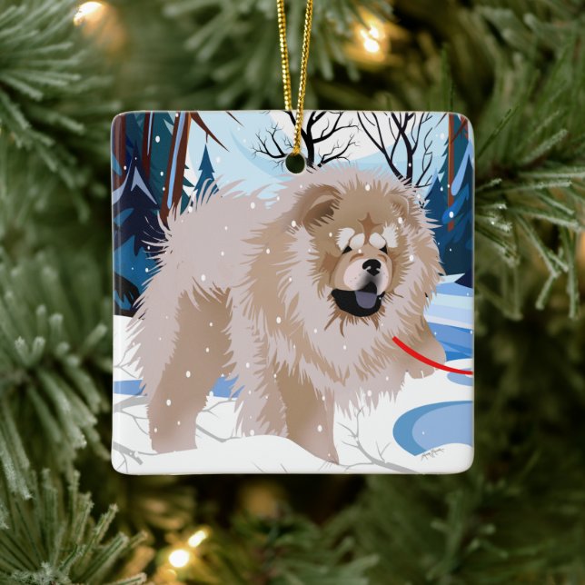 OVER THE RIVER Cinnamon fawn Chow 2023 Ornament (Tree)