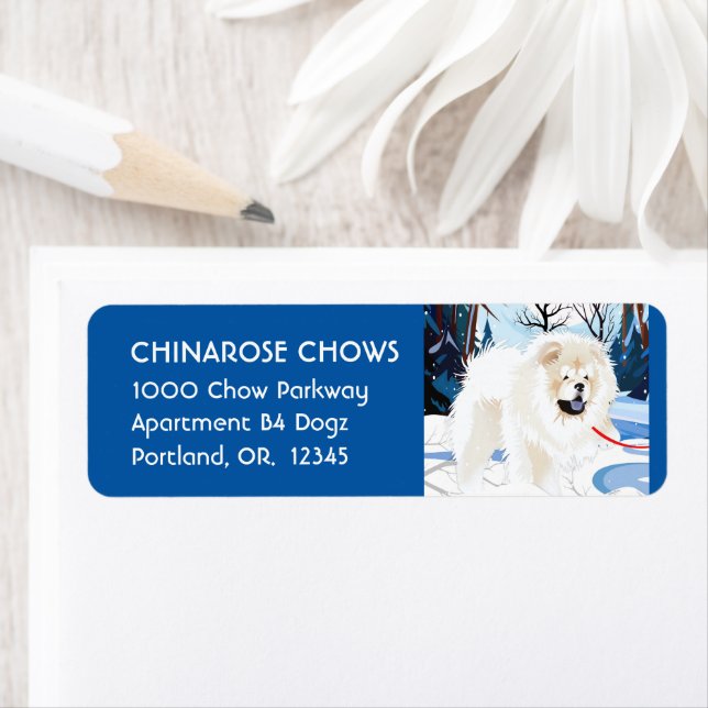 OVER THE RIVER Cream chow  Address Label Customise (Insitu)