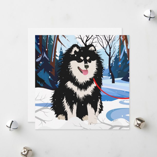 OVER THE RIVER Finnish Lapphund mini print cards (Front/Back In Situ)