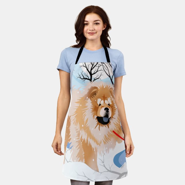 OVER THE RIVER Red Chow apron (Worn)