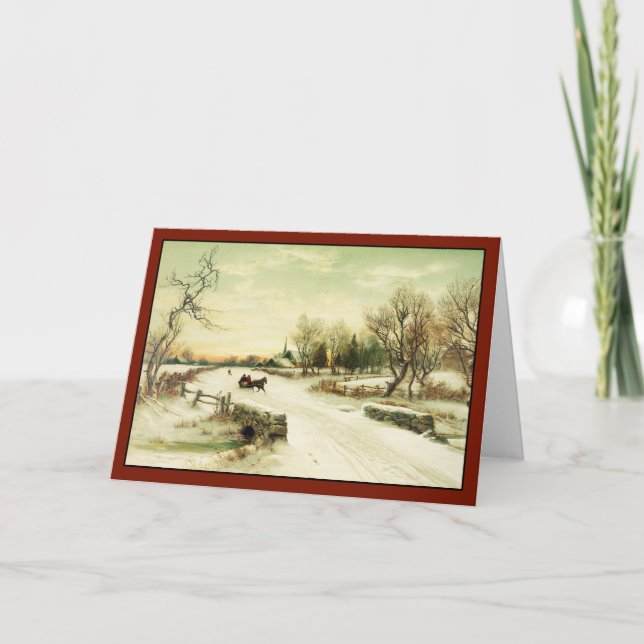 Over The River - Vintage Christmas Card (Front)