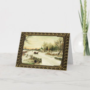 Over The River - Vintage Christmas Card