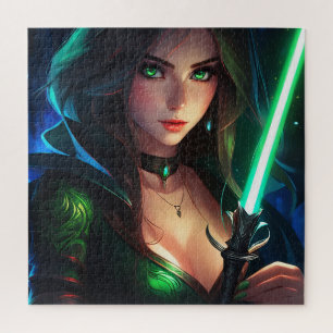 Over the shoulder view of big eyes beautiful and e jigsaw puzzle