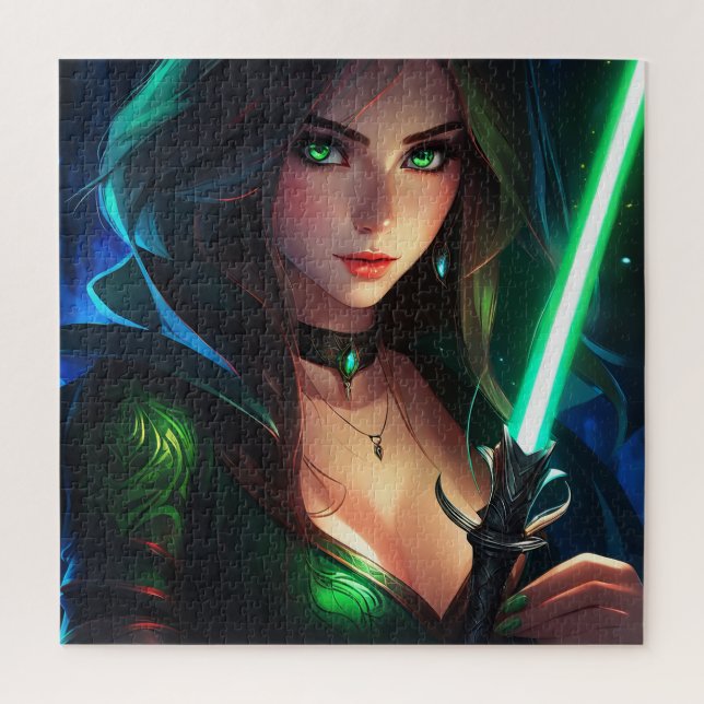 Over the shoulder view of big eyes beautiful and e jigsaw puzzle (Vertical)