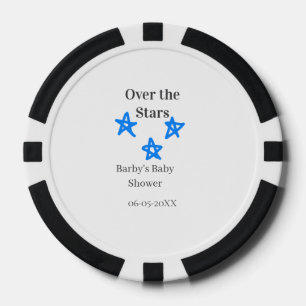 Over the Stars blue gray baby shower name date ele Poker Chips
