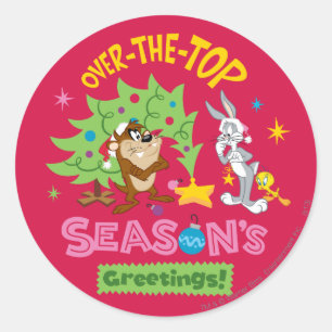 Over The Top Season's Greetings Classic Round Sticker