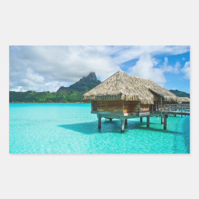 Over-water bungalow, Bora Bora rectangular sticker (Front)