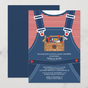 Overalls Little Man Tools Baby Shower Invitation