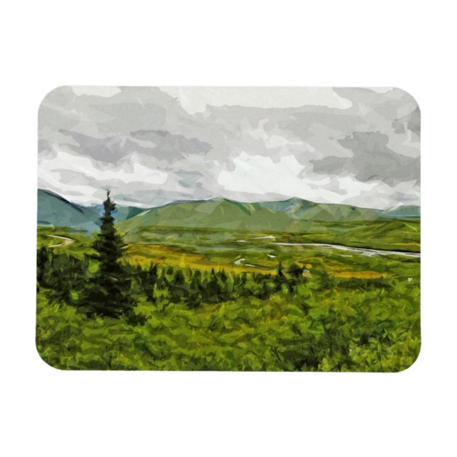 Overcast at Denali National Park Alaska Abstract Magnet (Horizontal)
