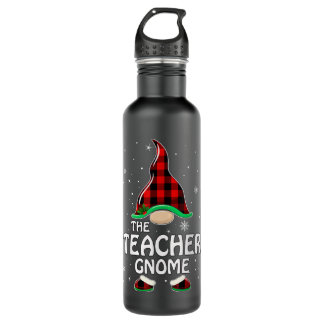 Overcome Hardship Teacher Gnome Buffalo Plaid Matc 710 Ml Water Bottle