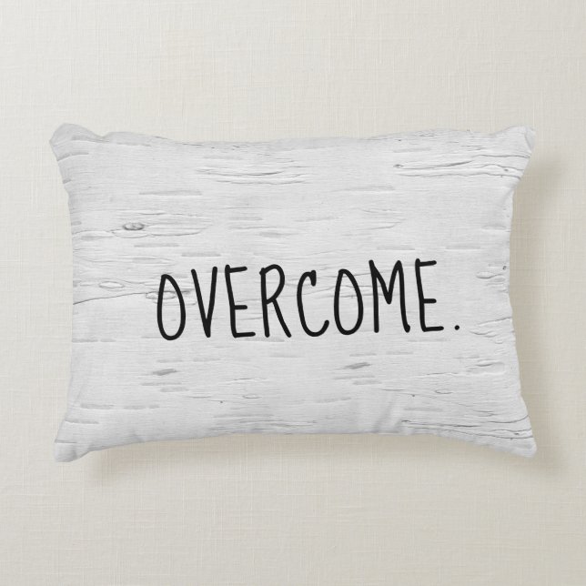 OVERCOME Text On Birch Tree  Accent Pillow (Front)