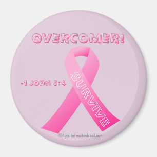 Overcomer! Breast Cancer Ribbon Magnet