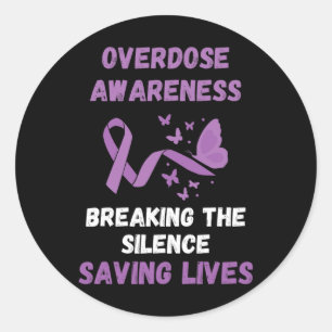 Overdose Awareness Breaking The Silence Purple Rib Classic Round Sticker