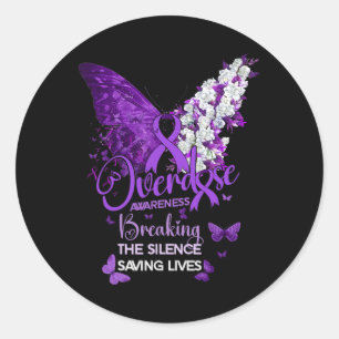 Overdose Awareness Breaking The Silence Saving Liv Classic Round Sticker