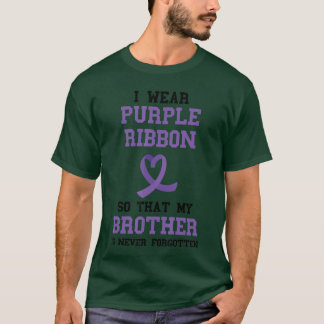 Overdose Awareness Brother Never Forgotten Purple  T-Shirt