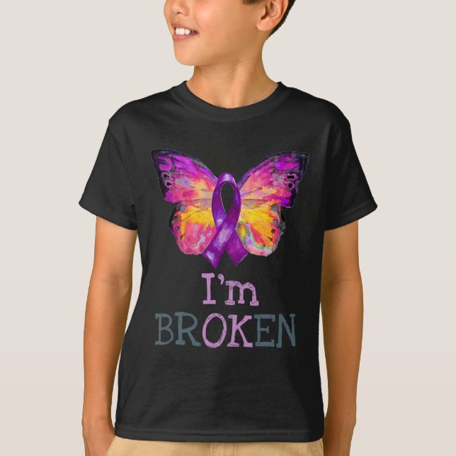 Overdose Awareness Butterfly Purple Ribbon I'm Bro T-Shirt (Front)