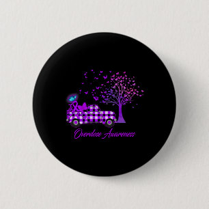 Overdose Awareness Butterfly Ribbon Purple 6 Cm Round Badge