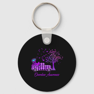 Overdose Awareness Butterfly Ribbon Purple Key Ring